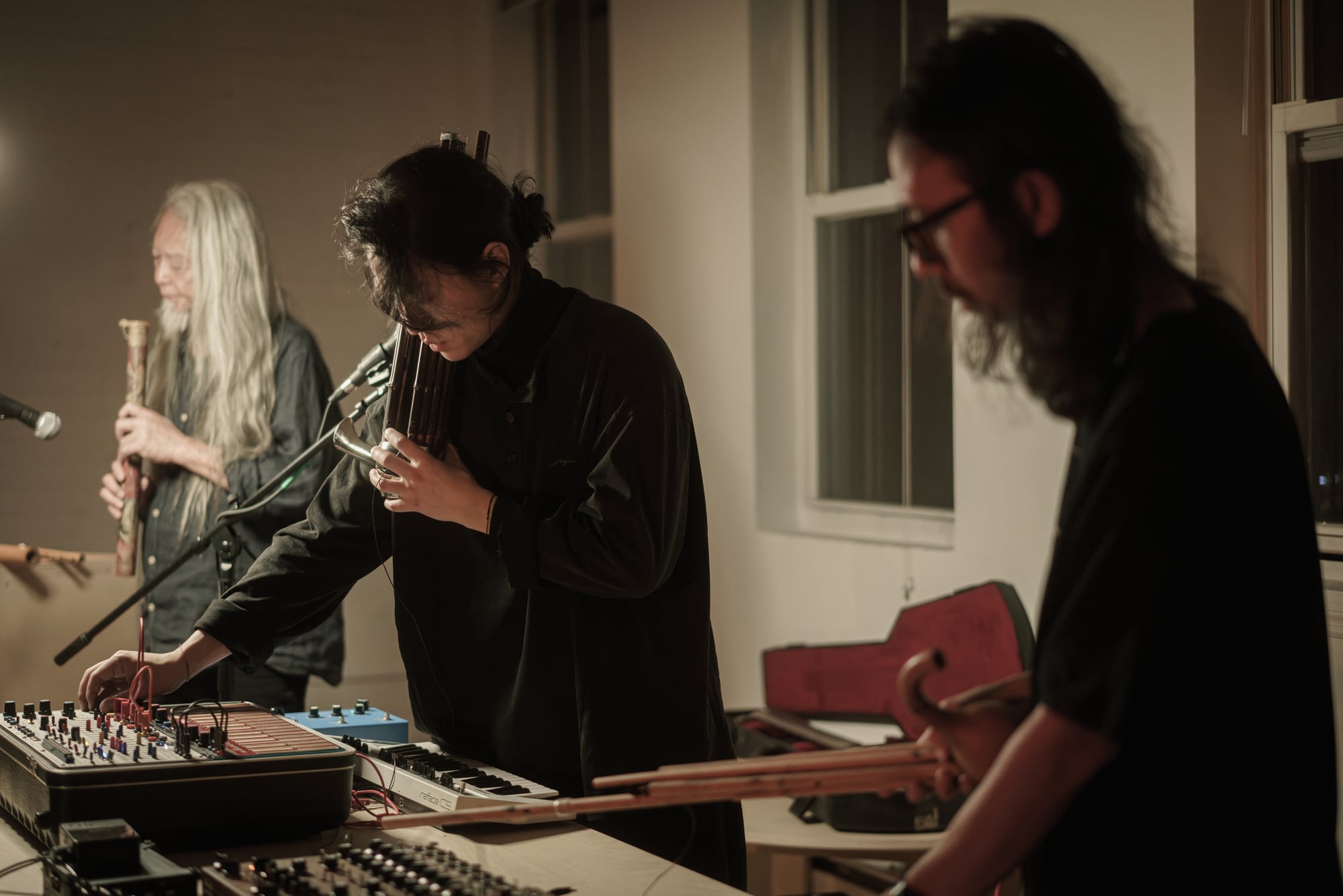 The trio: flute, sheng and electronics